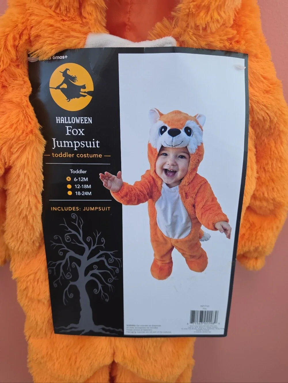 NWT Infant 6-12 Month Orange Fox Halloween Costume Jumpsuit Warm Soft 1-Piece